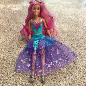 Barbie Magical Fairy Doll with Pink Hair and Purple Skirt/with unicorn
